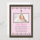 Darling Victoriaans 5x7" roze Baptisme Uitnodiging (Voorkant / Achterkant)