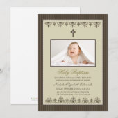 Darling Victoriaans 5x7" Taupe Baptism Invitation Kaart (Voorkant / Achterkant)