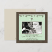 Darling Victoriaans Mint Green Baptism Invitation Kaart (Voorkant / Achterkant)