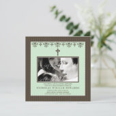 Darling Victoriaans Mint Green Baptism Invitation Kaart (Staand voorkant)
