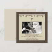 Darling Victoriaans Sepia Baptism Invitation Kaart (Voorkant / Achterkant)