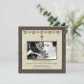 Darling Victoriaans Sepia Baptism Invitation Kaart (Staand voorkant)