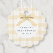 Darling Yellow Waterverf Plaid & Bow Baby shower Bedankjes Labels (Voorkant)