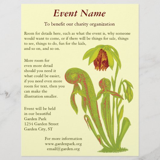 Darlingtonia californica, carnivoren Plant Flyer (Voorkant)