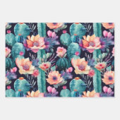 Darmcactus grote bloembloem naadloos patroon inpakpapier vel (Voorkant)