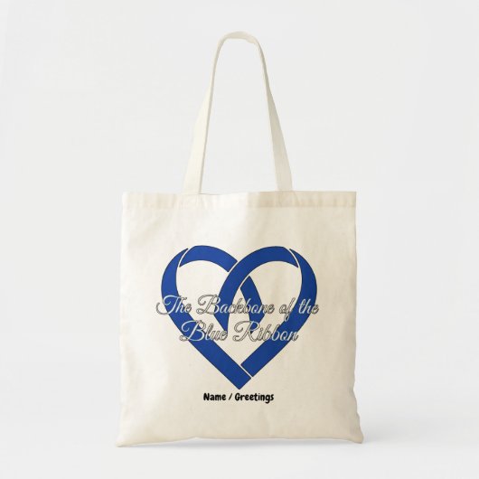 Darmkanker Basis Hart Blauw Bewustzijn Tote Bag (Voorkant)
