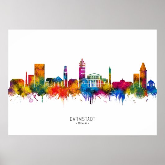 Darmstadt Duitsland Skyline Poster (Voorkant)