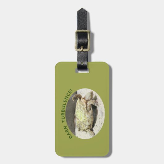 "DARN TURBULENCE!"/schildpad op zijn rug Bagagelabel (Voorkant verticaal)