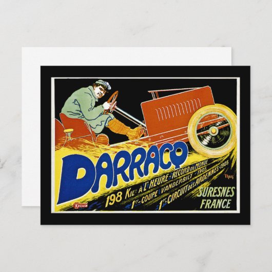 Darraco  Race Car - Suresnes Frankrijk Briefkaart (Voorkant / Achterkant)