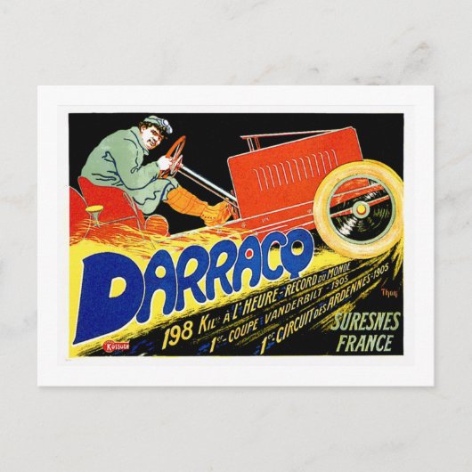 Darracq ~ Franse motorrijtuigenauto's Briefkaart (Voorkant)