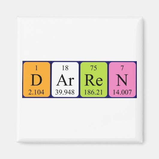 Darren periodieke table name magnet (Voorkant)