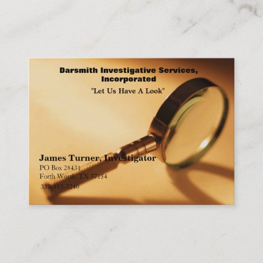 Darsmith Investigation Services, Inc Cards Visitekaartje (Voorkant)