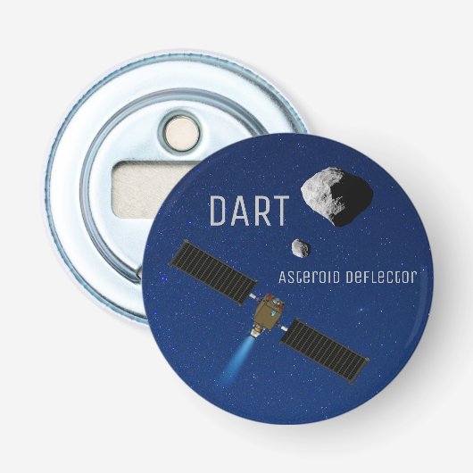 DART Asteroïde Deflecterende ruimtevaartuigen Button Flesopener (Voorkant)