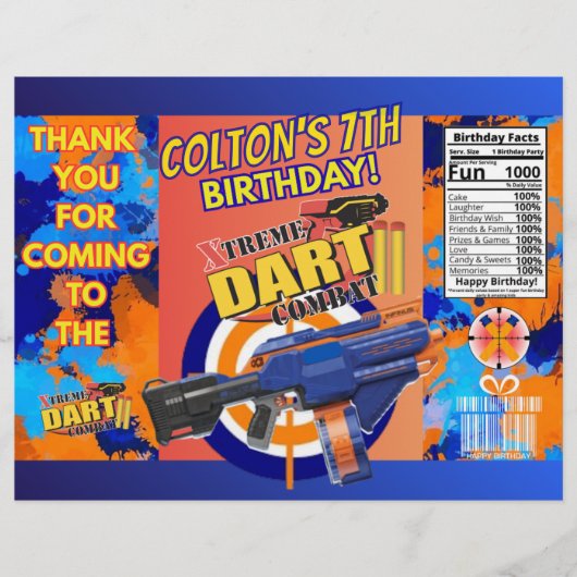 Dart Battle Birthday Chip Bag! Flyer (Voorkant)