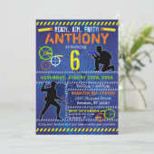 Dart Blaster Boys Party Birthday Invitation Kaart (Staand voorkant)