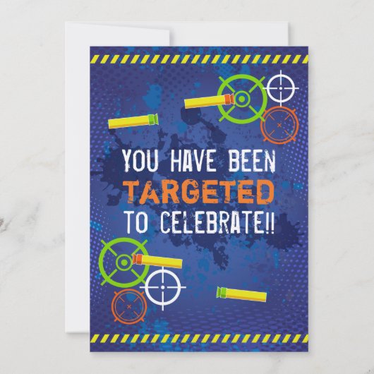 Dart Blaster Boys Party Birthday Invitation Kaart (Achterkant)