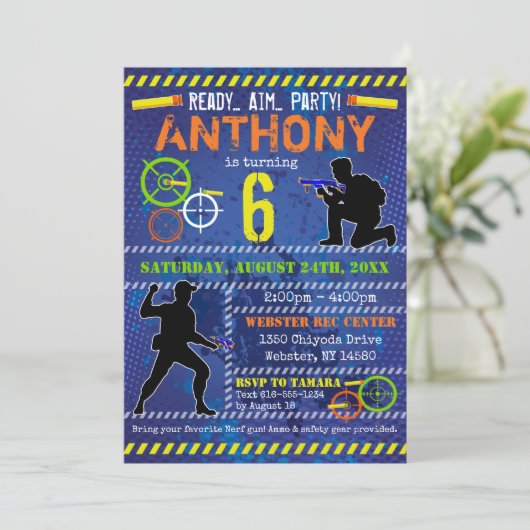 Dart Blaster Wars Party Boys Verjaardag Kaart (Staand voorkant)