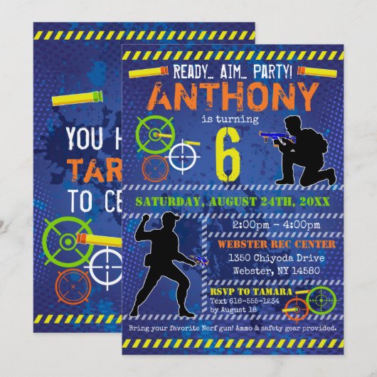 Dart Blaster Wars Party Boys Verjaardag Kaart (Voorkant / Achterkant)