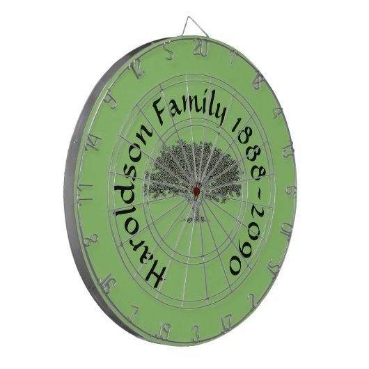 Dart Board - Familieboom met naam en datum Dartbord (Voorkant Links)