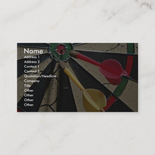 Dart board game visitekaartje (Voorkant)