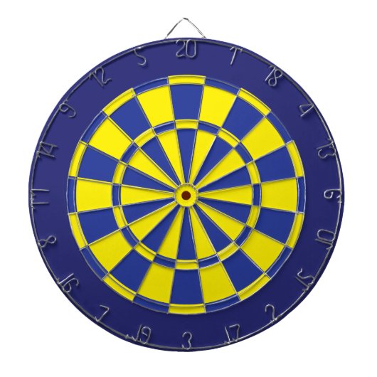 Dart Board: Geel, blauw en marineachtig Dartbord (Voorkant)