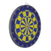 Dart Board: Geel, blauw en marineachtig Dartbord (Voorkant Links)