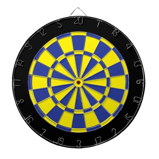 Dart Board: Geel, blauw en zwart Dartbord (Voorkant)