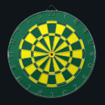 Dart Board: Geel, groen en donkergroen Dartbord<br><div class="desc">Geel,  groen en donkergroen gekleurd kunstbordspel met 6 messenmakertjes</div>