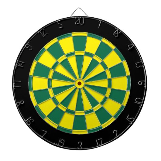 Dart Board: Geel, groen en zwart Dartbord (Voorkant)