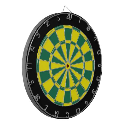 Dart Board: Geel, groen en zwart Dartbord (Voorkant Links)