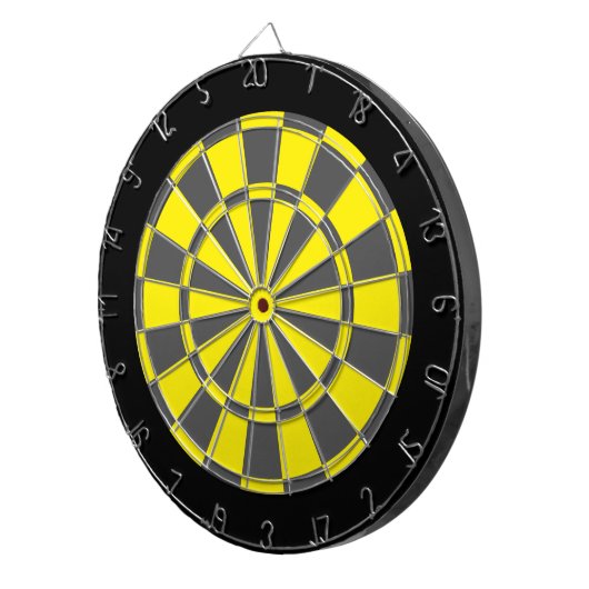 Dart Board: Geel, Koolsteengrijs en zwart Dartbord (Voorkant Rechts)