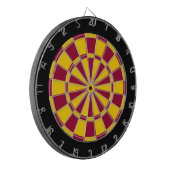 Dart Board: Geel, maroon en zwart Dartbord (Voorkant Links)