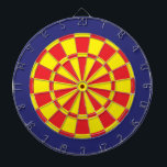 Dart Board: Geel, rood en marineblauw Dartbord<br><div class="desc">Geel,  rood en marineblauw met kleuring op de trommel,  met inbegrip van 6 messing harten</div>