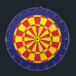 Dart Board: Geel, rood en marineblauw Dartbord<br><div class="desc">Geel,  rood en marineblauw met kleuring op de trommel,  met inbegrip van 6 messing harten</div>