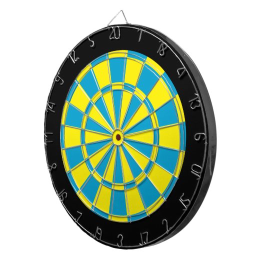 Dart Board: Geel, Sky Blue en Black Dartbord (Voorkant Rechts)