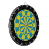 Dart Board: Geel, Sky Blue en Black Dartbord (Voorkant Links)