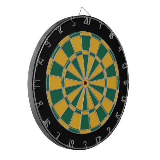 Dart Board: Goud, donkergroen en zwart Dartbord (Voorkant Links)