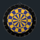 Dart Board: Goud, marineblauw en zwart Dartbord<br><div class="desc">Game met gouden,  blauw en zwart gekleurd kleerplaatje,  inclusief 6 messing</div>