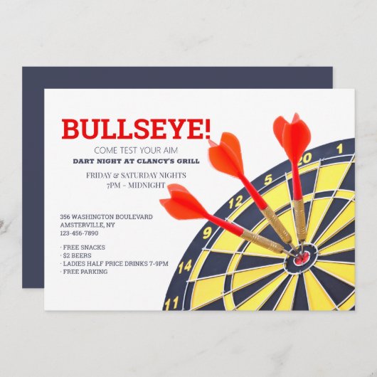 Dart Board Invitation Kaart (Voorkant / Achterkant)