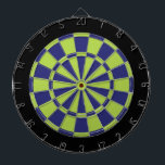 Dart Board: Kalkgroen, marineblauw en zwart Dartbord<br><div class="desc">Linggroen,  marineblauw en zwart-gekleurd dart-spel met 6 messing haren</div>