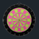 Dart Board: Kalkgroen, roze en zwart Dartbord<br><div class="desc">Linggroen,  roze en zwart-gekleurd dart-spel met 6 messing harkjes</div>