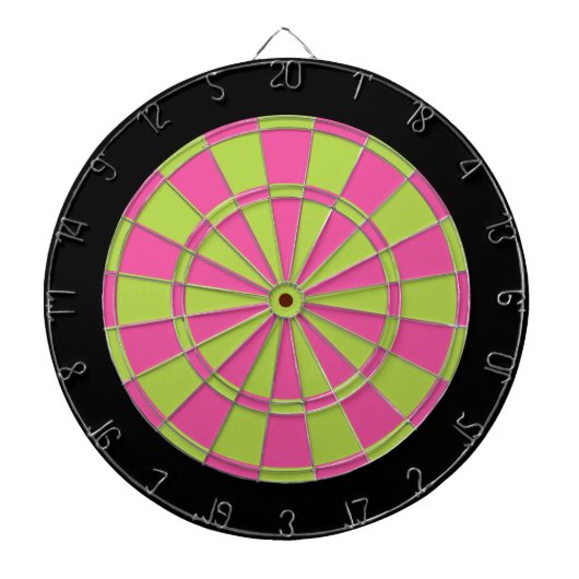 Dart Board: Kalkgroen, roze en zwart Dartbord (Voorkant)