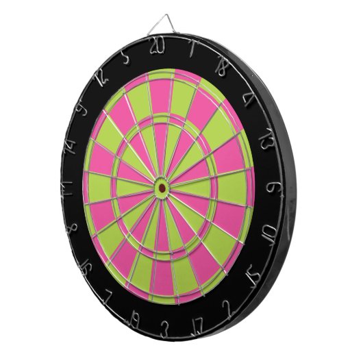 Dart Board: Kalkgroen, roze en zwart Dartbord (Voorkant Rechts)