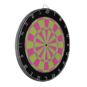 Dart Board: Kalkgroen, roze en zwart Dartbord (Voorkant Links)