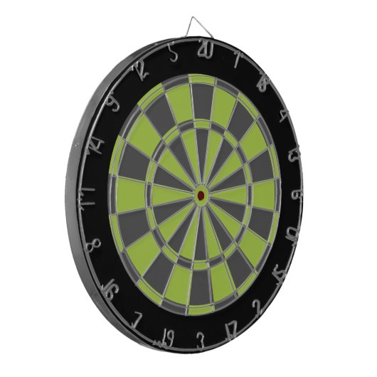 Dart Board: Kalksteengroen, steenkoolgrijs en zwar Dartbord (Voorkant Links)