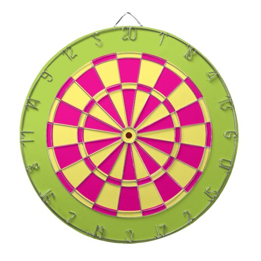 Dart Board: lichtgeel, roze en langgroen Dartbord (Voorkant)