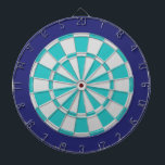 Dart Board: Light Silver, Turquoise en Navy Dartbord<br><div class="desc">Light Silver,  Turquoise en Navy Colored Dart Board game,  met inbegrip van 6 messing harten</div>