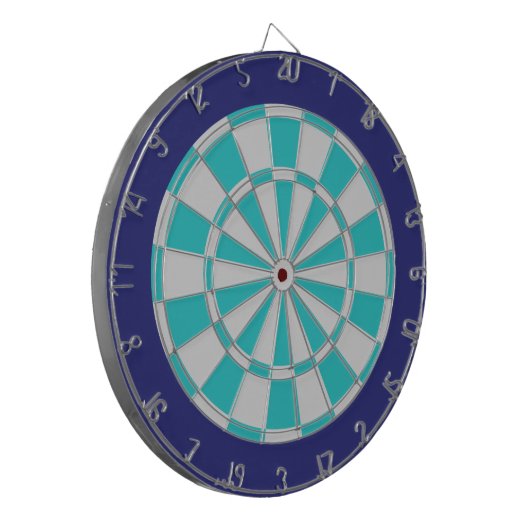 Dart Board: Light Silver, Turquoise en Navy Dartbord (Voorkant Links)