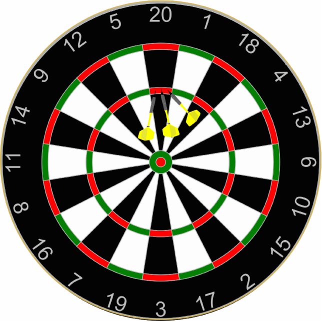 Dart Board met 3X triple 20-kunstgroep. Staand Fotobeeldje (Voorkant)