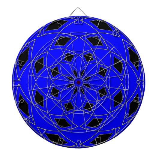 Dart Board met blauw zwart Abstract Design Dartbord (Voorkant)